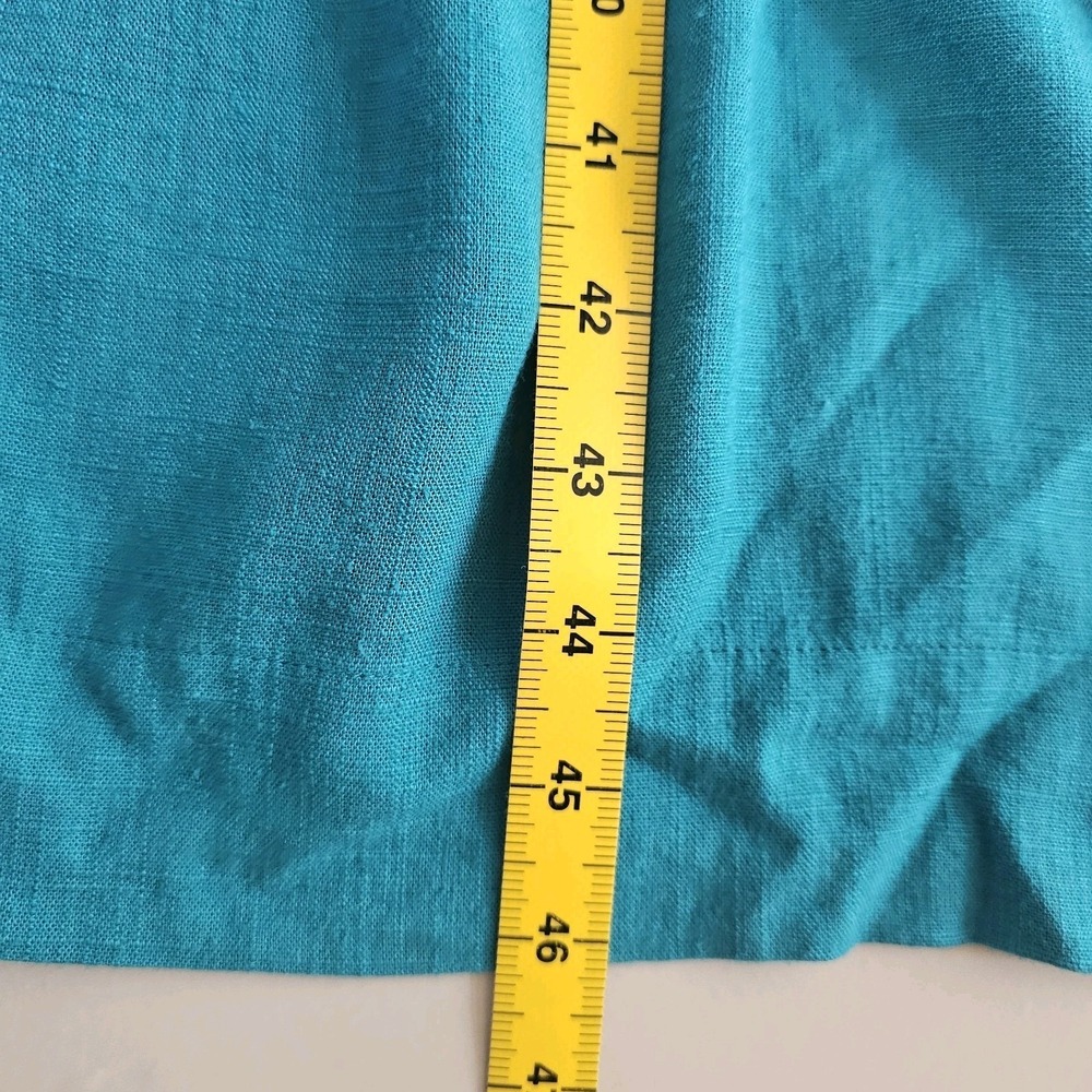 J. Jill Dress Large Teal Blue Linen Blend Tiered Pin Tuck Pleated Midi Boho - Picture 8 of 10
